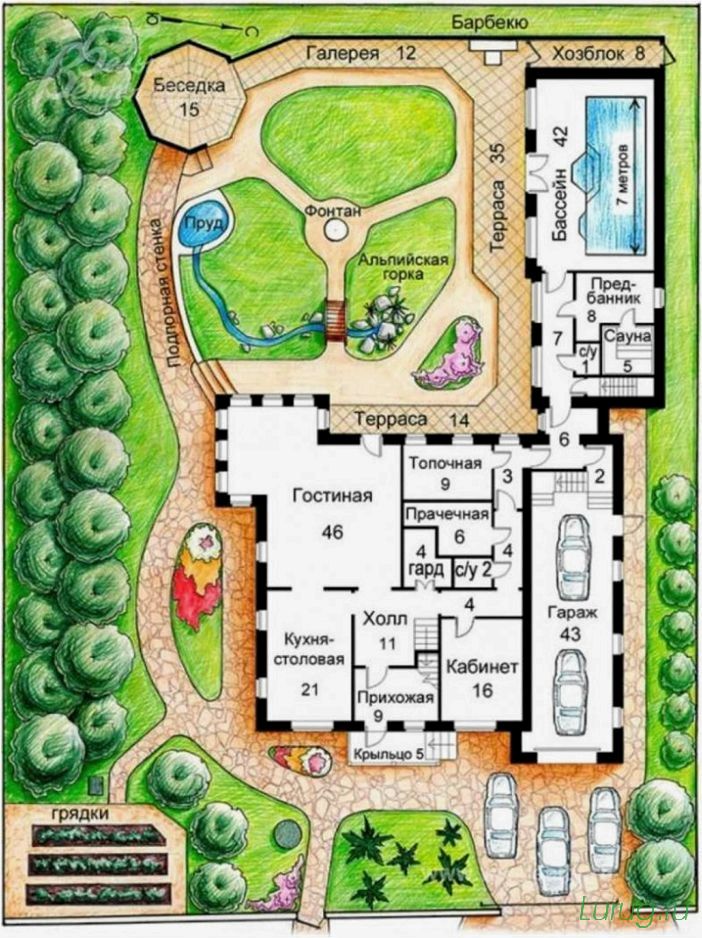 Планировка участка 15 соток: схемы и варианты под строительство, планировка ландшафтного дизайна, с домом, гаражом, баней